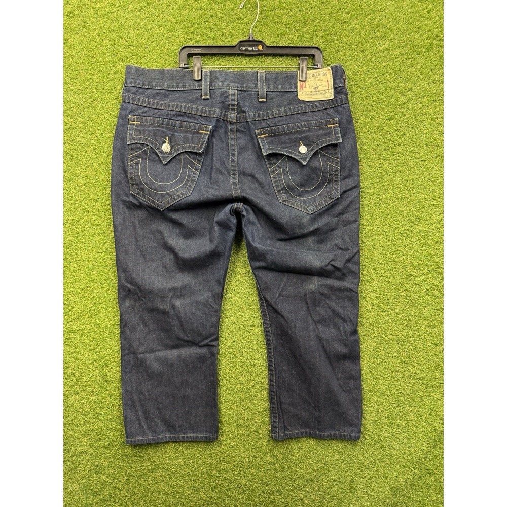 True Religion Jeans Mens 42 Ricky Relaxed Straight Big T Flap Pockets y2k Grunge